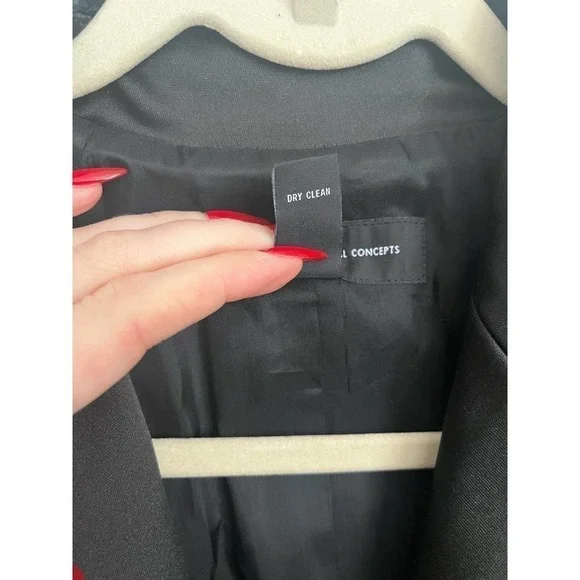 INC Black Satiny Trench Coat Size Small​​​​​​​​​​​​​ - Picture 7 of 7